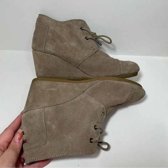 Toms Taupe Wedge Ankle Booties - Picture 7 of 9